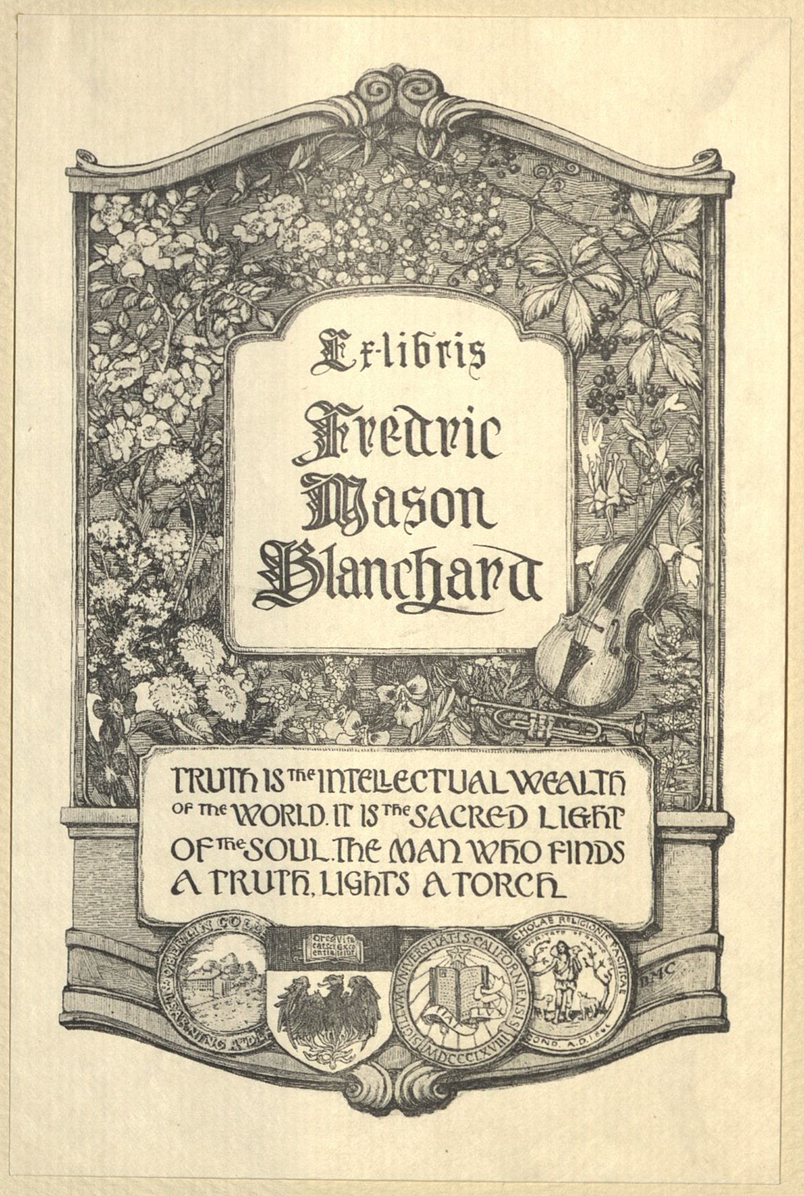 Bookplate of Fredric Mason Blanchard
