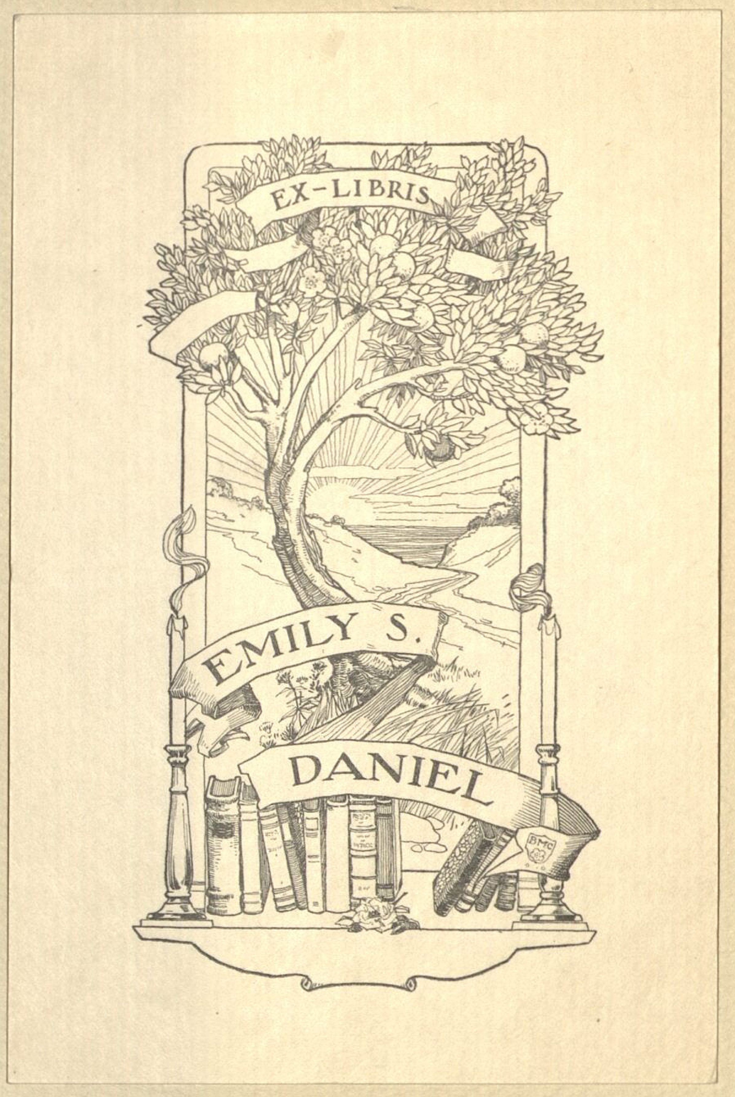 Bookplate of Emily S. Daniel.