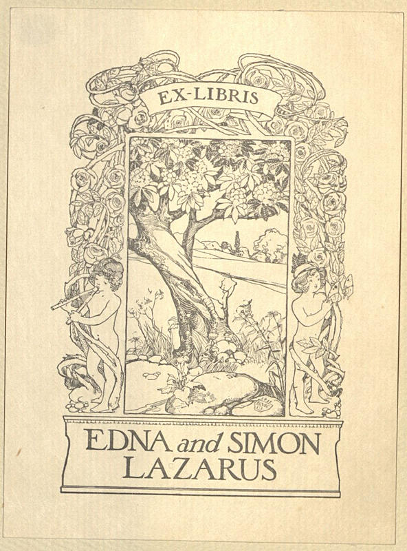Bookplate of Edna & Simon Lazarus