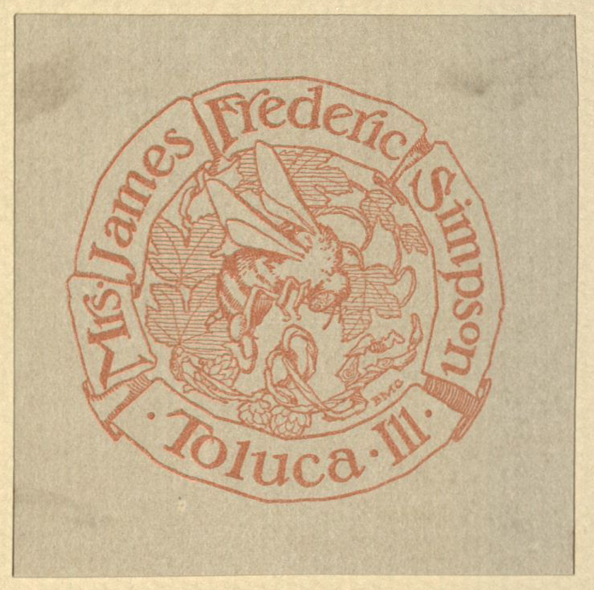 Bookplate of Mrs. James Frederic Simpson.