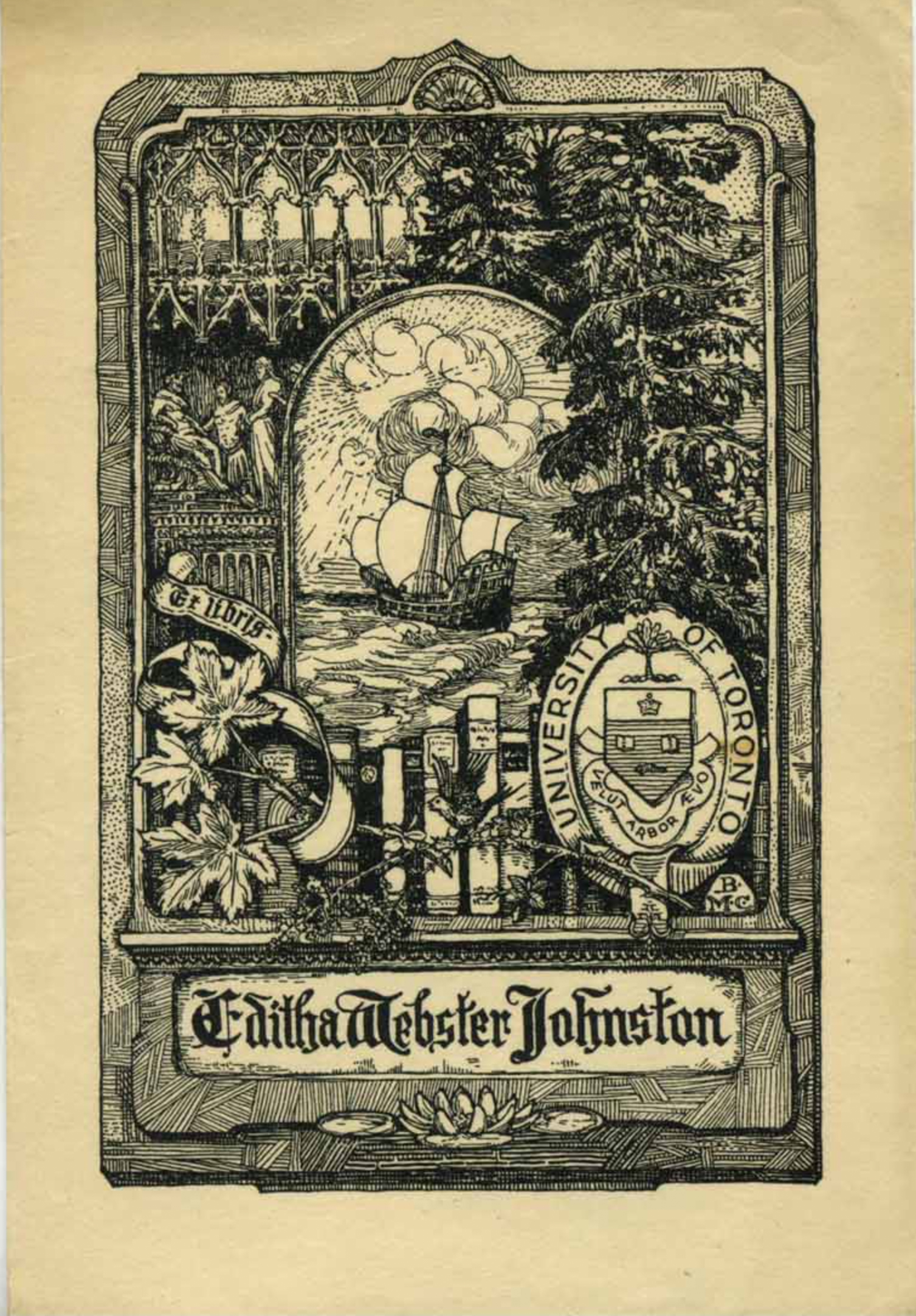 Bookplate of Editha Webster Johnston