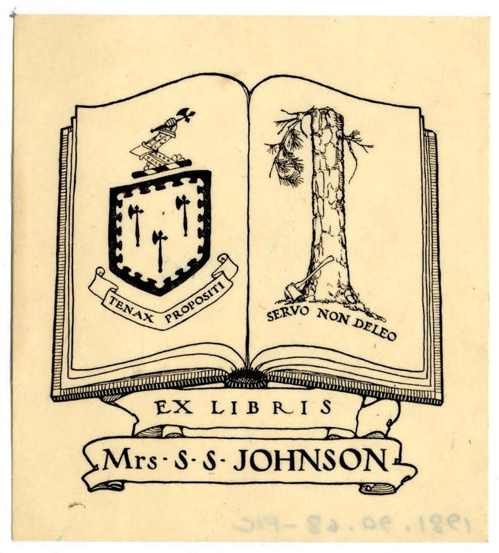 Bookplate of Mrs S. S. Johnson