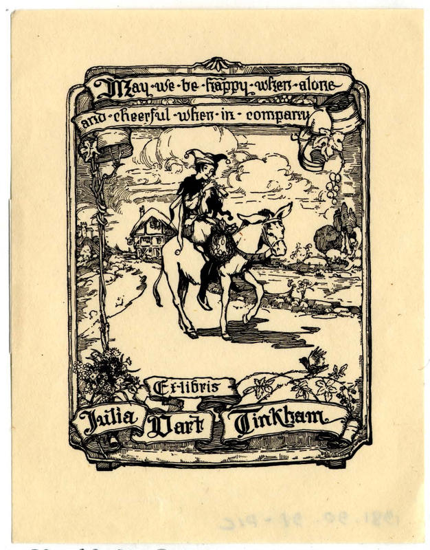 Bookplate of Julia Dart Tinkham