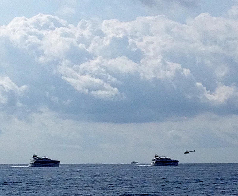 Helicopter Filming a Boat Commercial