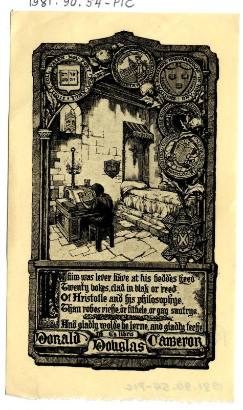 Bookplate of Donald Douglas Cameron